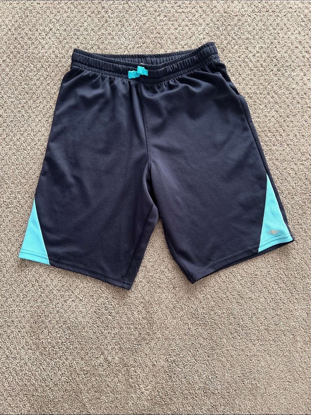 Boy’s Athletic Mesh Shorts - Black with Teal Accents